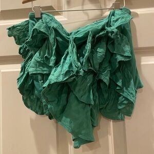Anthropologie Green Ruffle Tube Top